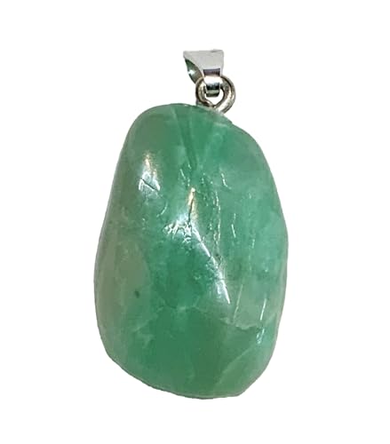 KRIO 1 x Garnierit/grüner Mondstein Handschmeichler IOV250615 als Anhänger mit Silberöse - Steingröße M Steinlänge 22-25mm (Garnierit 2) von KRIO
