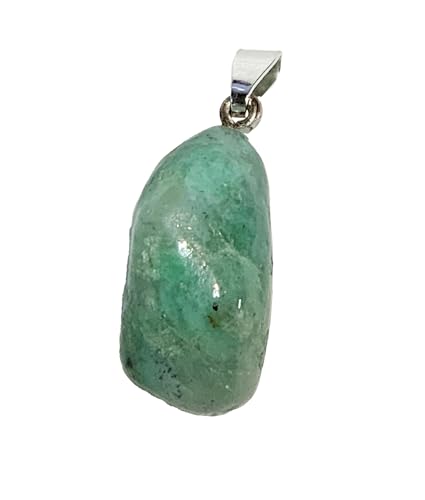 KRIO 1 x Garnierit/grüner Mondstein Handschmeichler IOV250615 als Anhänger mit Silberöse - Steingröße M Steinlänge 22-25mm (Garnierit 4) von KRIO