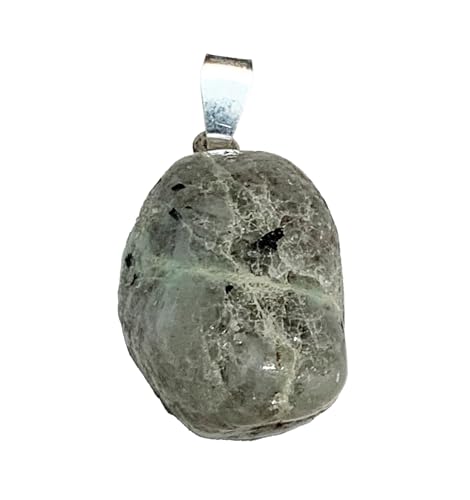 KRIO 1 x Garnierit/grüner Mondstein Handschmeichler IOV250615 als Anhänger mit Silberöse - Steingröße M Steinlänge 22-25mm (Garnierit 5) von KRIO