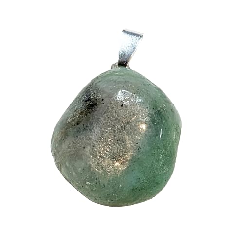 KRIO 1 x Garnierit/grüner Mondstein Handschmeichler IOV250615 als Anhänger mit Silberöse - Steingröße M Steinlänge 22-25mm (Garnierit 6) von KRIO