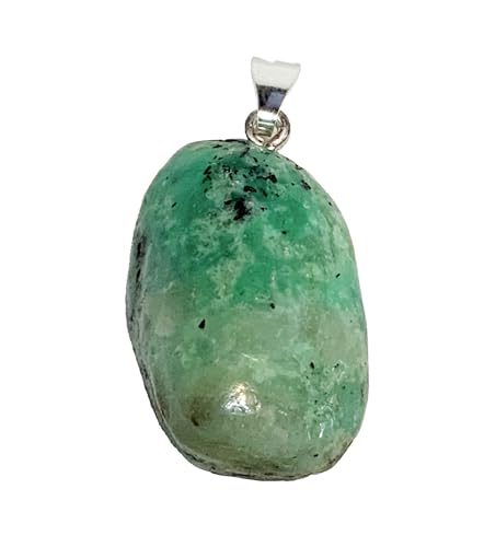 KRIO 1 x Garnierit/grüner Mondstein Handschmeichler IOV250615 als Anhänger mit Silberöse - Steingröße M Steinlänge 22-25mm (Garnierit 8) von KRIO