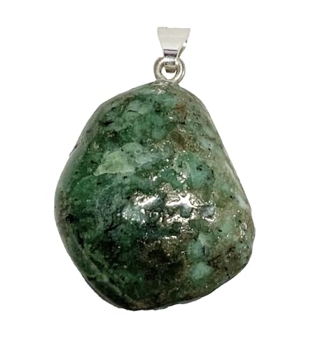 KRIO 1 x Garnierit/grüner Mondstein Handschmeichler IOV250615 als Anhänger mit Silberöse - Steingröße M Steinlänge 22-25mm (Garnierit 9) von KRIO