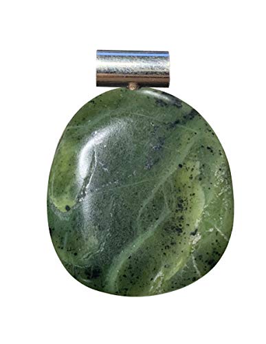 KRIO 1x Jade Nephrit Scheibenstein Therapiestein mit Sterlingsilber-Röhrchenöse KRIO 1x Jade Nephrit Scheibenstein Therapiestein mit Sterlingsilber-Röhrchenöse von KRIO