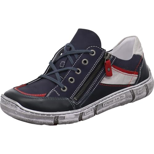 KRISBUT Herren Schnürschuh aus Echtleder in Blau mit Rot und Wechselfußbett. blau/weiß/rot Gr. 42 von KRISBUT