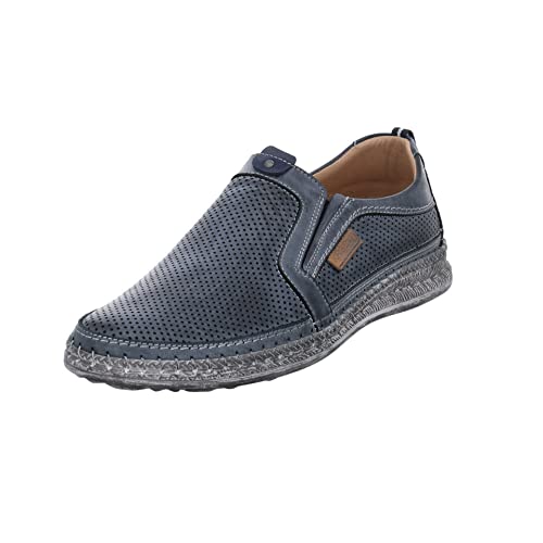 Krisbut Herren Slipper Schuhe Slipper Glattleder Freizeit Elegant Slip-Ons Uni blau Freizeit bequem von KRISBUT