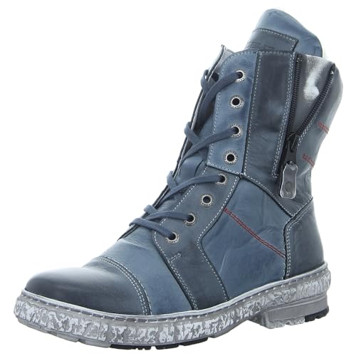 Krisbut Damen Schnürboot aus Echtleder in Jeans Blau mit Reißverschluss und Wechselfußbett. blau Gr. 38 von KRISBUT