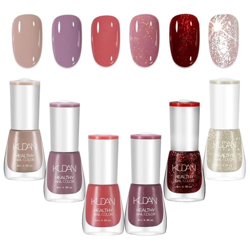 Glitter und Nude Nagellack 6 Stück Schnell Trocknende & Lang Anhaltende Nagellack Auf Wasserbasis Shine Nail Art Polish Kein UV Klassischer Nude Braun Nail Polish Regular Glitter und Nude Nagellack 6 Stück Schnell Trocknende & Lang Anhaltende Nagellack Auf Wasserbasis Shine Nail Art Polish Kein UV Klassischer Nude Braun Nail Polish Regular von KRISFD
