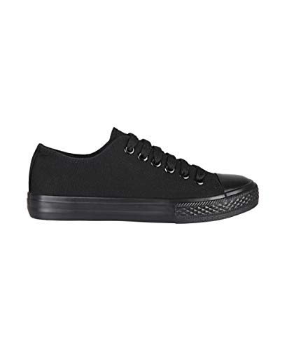 3690-BLK-3: Plain Basic Low Top Trainers (Schwarz, Gr.36) von KRISP