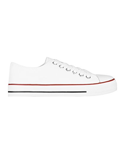 KRISP 2345-WHT-5: Damen Flache Sneaker Turnschuhe Stoffschuhe mit Dicker Sohle (Weiß, Gr.38) von KRISP