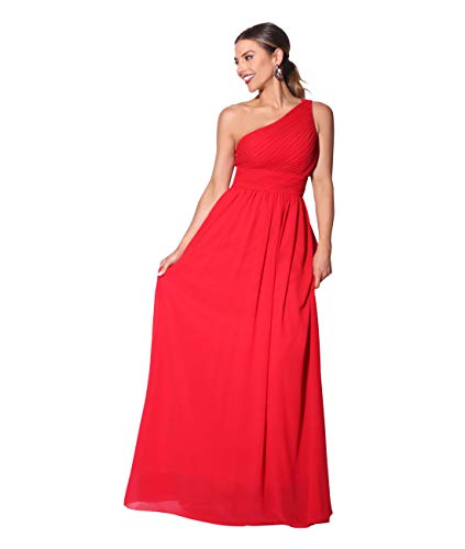 KRISP Bodenlanges Schulterfreies Chiffon Ballkleid (Rot, Gr.L) (3XL14-RED-14) von KRISP