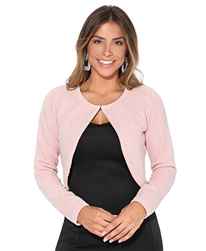 KRISP Damen Bolero Strickjacke Kurz Schulterjacke Festlich Elegante Jacke, Rosa, 44, 2900-PNK-16 von KRISP