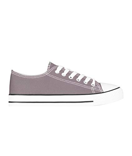 KRISP Damen Flache Sneaker Turnschuhe Stoffschuhe mit Dicker Sohle, Grau (2345), 38, 2345-GRY-5 von KRISP