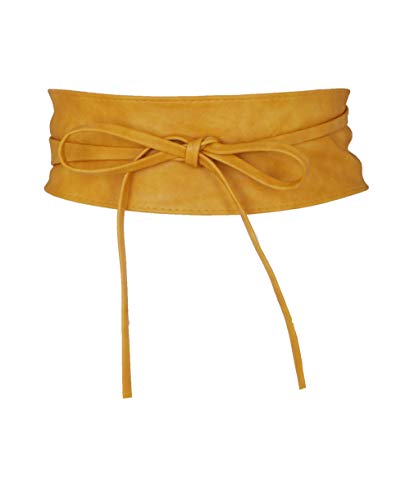 KRISP Damen Gürtel Taillengürtel Breiter Wickelgürtel zum Binden, Senfgelb, 14987-MSTD-OS von KRISP