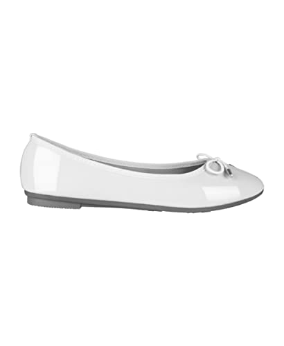 KRISP Damen Klasssische Ballerinas Lack Balerinaschuhe Flach Damenschuhe;Weiß;36;3701-WHT-3 von KRISP