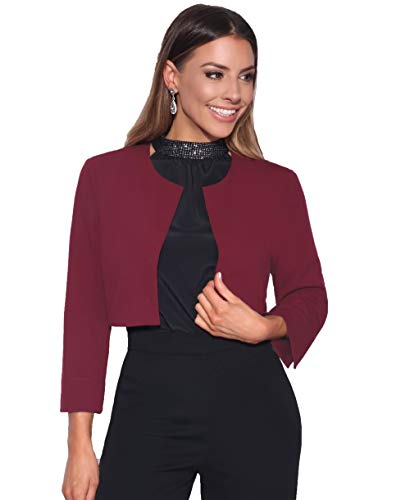 KRISP Damen Kurzer Blazer Bolero Jacke, Weinrot (9176), 36, (9176-WIN-08) von KRISP