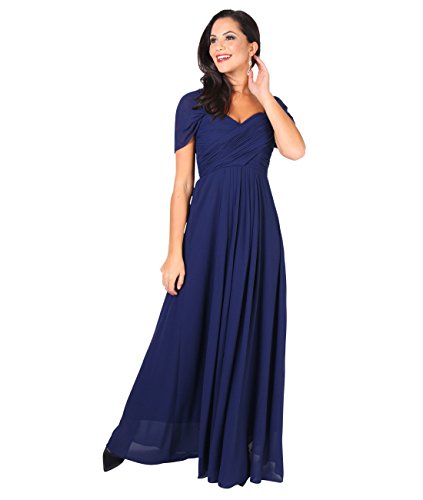 KRISP Kreuz Front Bodenlanges Ballkleid (Marineblau, Gr.36/XS) (4815-NVY-08) von KRISP