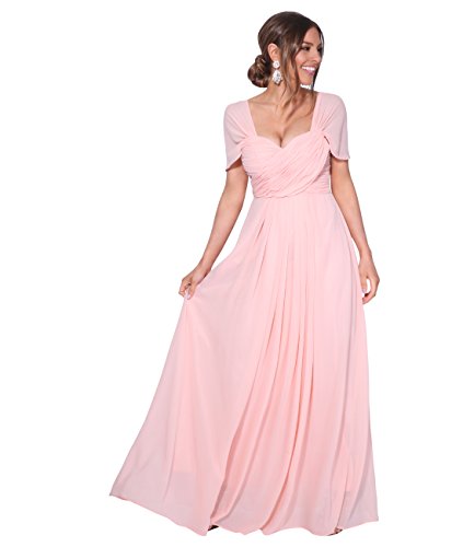 KRISP Kreuz Front Bodenlanges Ballkleid (Rosa, Gr. 42) (4815-PNK-14) von KRISP