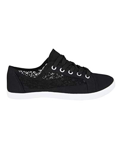 KRISP Sneaker Flache Sneaker Turnschuhe Leicht Schuhe Atmungsaktive Stoffschuhe Sommer Herbst 3297-BLK-8 von KRISP