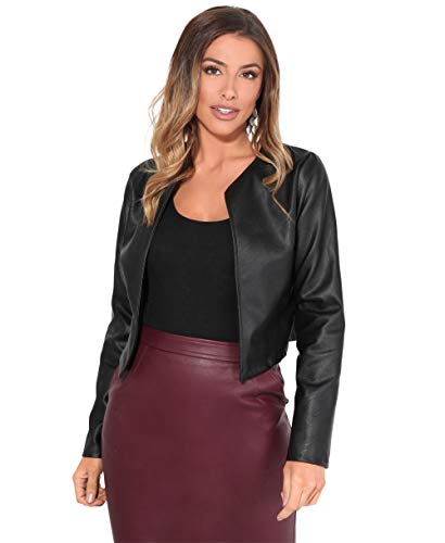 Kunstleder Jacke Kurze Bolerojacke, Schwarz (4432), M, 4432-BLK-M von KRISP