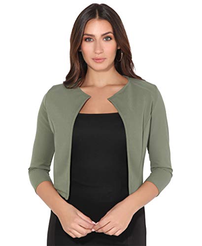 Kurze Offene Blazer Bolero Jacke, Khaki (5026), 40, 5026-KHA-12 von KRISP