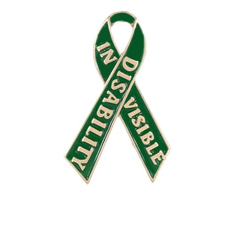 Anstecknadeln mit Sonnenblumenmuster, rote Schleife, grüne "unsichtbare Behinderung", Emaille-Brosche, geeignet für Menschen mit Behinderungen, 4.0*4.0*1.0 von KRJGOERG