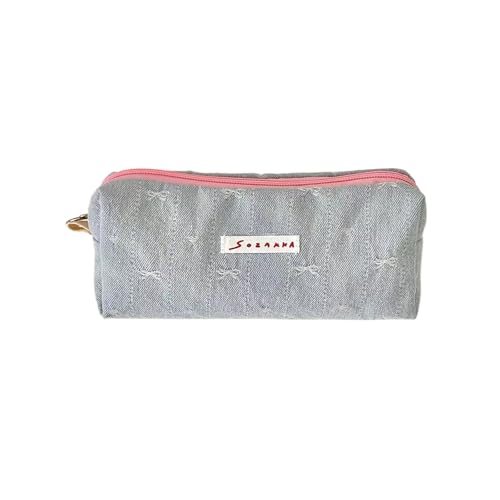 KRJGOERG Fashion Forward Denim-Federmäppchen, große Kapazität, funktionale Schreibwaren-Aufbewahrungstasche, Stift- und Make-up-Halter für Studenten von KRJGOERG