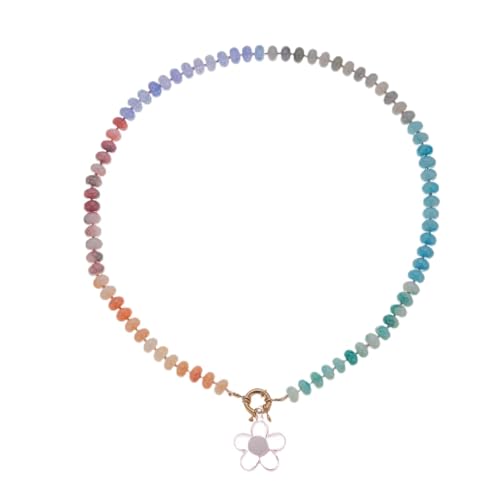 KRJGOERG Trendige handgefertigte Acryl-Regenbogen-Blumen-Halskette, bunte Perlen, Sommer-/Strand-Halskette, Schmuck-Geschenk, 1.0*1.0*1.0 von KRJGOERG