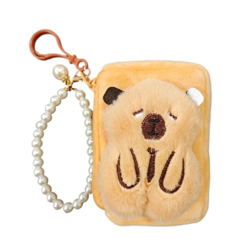 Kreative süße Capybara-Anime-Plüsch-Münzgeldbörse, Cartoon-Kopfhörer-Aufbewahrungstasche, Mini-Geldwechseltasche, Taschenanhänger, 1, 1.0*1.0*1.0 von KRJGOERG