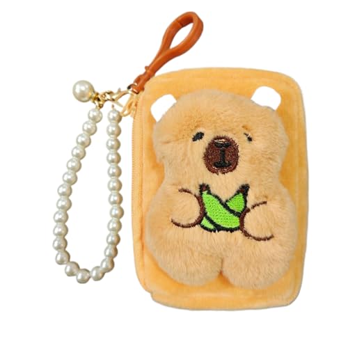 Kreative süße Capybara-Anime-Plüsch-Münzgeldbörse, Cartoon-Kopfhörer-Aufbewahrungstasche, Mini-Geldwechseltasche, Taschenanhänger, 2, 1.0*1.0*1.0 von KRJGOERG
