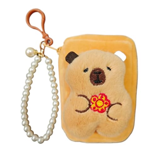 Kreative süße Capybara-Anime-Plüsch-Münzgeldbörse, Cartoon-Kopfhörer-Aufbewahrungstasche, Mini-Geldwechseltasche, Taschenanhänger, 3, 1.0*1.0*1.0 von KRJGOERG