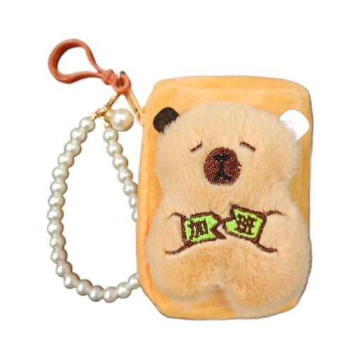 Kreative süße Capybara-Anime-Plüsch-Münzgeldbörse, Cartoon-Kopfhörer-Aufbewahrungstasche, Mini-Geldwechseltasche, Taschenanhänger, 5, 1.0*1.0*1.0 von KRJGOERG