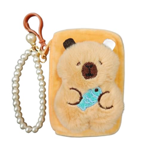 Kreative süße Capybara-Anime-Plüsch-Münzgeldbörse, Cartoon-Kopfhörer-Aufbewahrungstasche, Mini-Geldwechseltasche, Taschenanhänger, 7, 1.0*1.0*1.0 von KRJGOERG