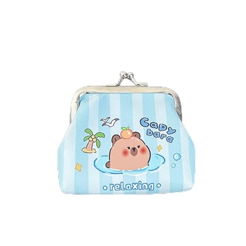 Kreative süße Capybara-Anime-Plüsch-Münzgeldbörse, Cartoon-Kopfhörer-Aufbewahrungstasche, Mini-Geldwechseltasche, Taschenanhänger, A2, 1.0*1.0*1.0 von KRJGOERG