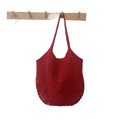Sommer lässig mit großer Kapazität gewebte Umhängetasche für Frauen Mädchen gestrickte Hohle Strand-Stroh-Tasche handgemachte Häkel Taschen von KRJGOERG