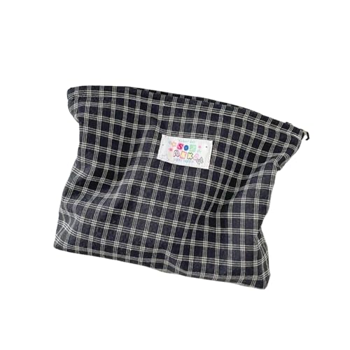 Süße süße frische Karierte Dopamin Kosmetiktasche, große Kapazität, tragbare Reise-Kulturbeutel, Aufbewahrungstasche für Make-up, Mädchen-Geschenk, A6, 28.0*5.0*20.0 von KRJGOERG