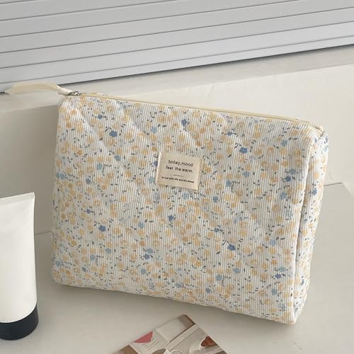 Vintage Frische Blumen Kosmetik Tasche Trendy Cord Make-up Tasche tragbare Reisetaschen Reiß Verschluss Toiletten handtaschen für Mädchen von KRJGOERG