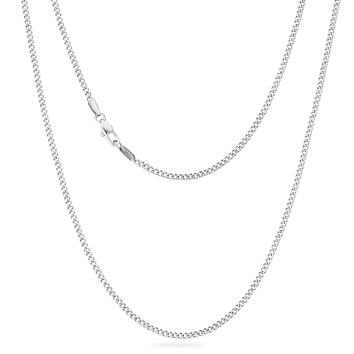 KRKC&CO 2mm Kette Damen Silberkette, Edelstahl Panzerkette mit Diamantschliff, Silberne Ketten Cuban Link Chains, Geschenke für Frauen Mädchen Herren Männer Jungs, [Länge 61cm] von KRKC & CO keep real keep champion