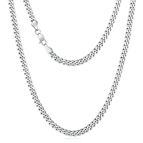 KRKC&CO 6mm Kette Herren, Herren Edelstahl Panzerkette mit Diamantschliff, Silbrig Cuban Link Chains Silberkette, Geschenke für Damen Mädchen Männer Jungs, [Länge 55,9cm] von KRKC & CO keep real keep champion