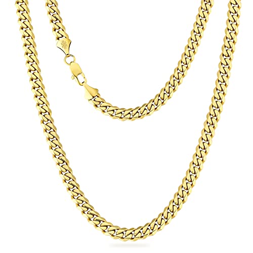 KRKC&CO Männer Kette, 8mm Herren Edelstahl Panzerkette mit Diamantschliff, 14K Gold Vergoldet Cuban Link Chains Goldkette, Geschenke für Damen Mädchen Männer Jungs, [Länge 50,8cm] von KRKC & CO keep real keep champion