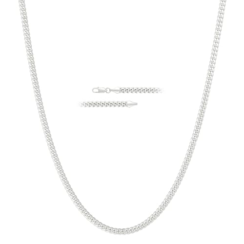 KRKC&CO Herren Kette mit Silberbeschichtung, 3mm Panzerkette mit Diamantschliff, Silbrig Cuban Link Chains Kubanische Silberkette, Nickelfrei Halskette, Geschenke für Männer Jungen, [Länge 55,9cm] von KRKC & CO keep real keep champion