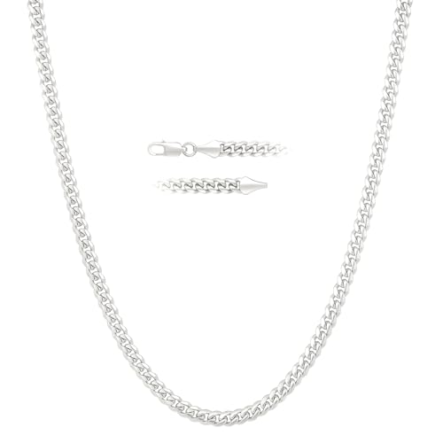 KRKC&CO Herren Kette mit Silberbeschichtung, 5mm Panzerkette mit Diamantschliff, Silbrig Cuban Link Chains Kubanische Silberkette, Nickelfrei Halskette, Geschenke für Männer Jungen, [Länge 61cm] von KRKC & CO keep real keep champion