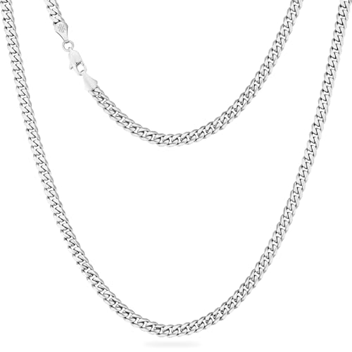 KRKC&CO Männer Halskette, 5mm Herren Edelstahl Panzerkette mit Diamantschliff, Silbrig Cuban Link Chains Silberkette, Nickelfrei Halskette, Geschenke für Männer Jungen, [Länge 55,9cm] von KRKC & CO keep real keep champion