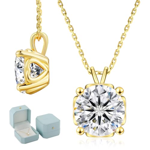 KRKC&CO Moissanite Anhänger Kette Damen 925 Silber, 2 CT Moissanit Diamant Halskette Gold, VVS1 Reinheit D Farbe, Länge verstellbar 45+5cm, mit Geschenkbox, Geschenk für Frau Freundin Mama Tocher KRKC&CO Moissanite Anhänger Kette Damen 925 Silber, 2 CT Moissanit Diamant Halskette Gold, VVS1 Reinheit D Farbe, Länge verstellbar 45+5cm, mit Geschenkbox, Geschenk für Frau Freundin Mama Tocher von KRKC & CO keep real keep champion