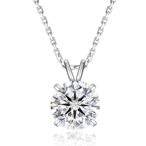 KRKC&CO Moissanite Halskette Damen Silber 925 mit Anhänger, 1 CT Moissanit Diamant, VVS1 Reinheit D Farbe, Länge verstellbar 45+5cm, mit Geschenkbox, Geschenk für Frauen Freundin Mama von KRKC & CO keep real keep champion