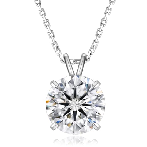 KRKC&CO Moissanite Halskette Damen Silber 925 mit Anhänger, 3 CT Moissanit Diamant, VVS1 Reinheit D Farbe, Länge verstellbar 45+5cm, mit Geschenkbox, Geschenk für Frauen Freundin Mama von KRKC & CO keep real keep champion