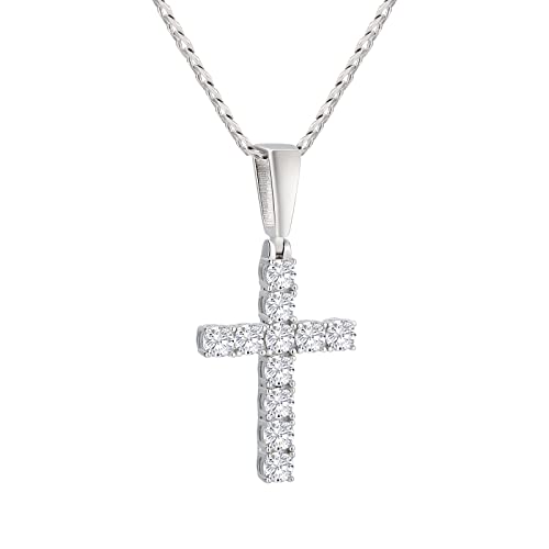 KRKC&CO Moissanite Kreuz Kette Herren, 1,1 ct echt Moissanit Diamant Anhänger, VVS1 D Farbe, S925 Silber Weißgold beschichtet Kreuzkette für Männer, 2mm 51cm Kette, Geschenk von KRKC & CO keep real keep champion