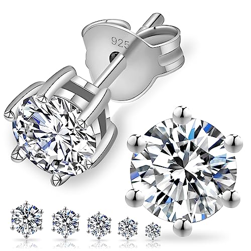 KRKC&CO Moissanite Ohrringe 925 Silber, 0,6 Karat echter runde Moissanit Diamant, VVS1 Reinheit D Farbe, Weißgold vergoldet allergiefrei, 6-Steg-Krappenfassung, Geschenk für Damen Frauen, 4mm von KRKC & CO keep real keep champion