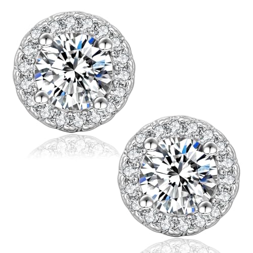 KRKC&CO Moissanite Ohrringe Damen Silber 925, Ohrsteckers Halo, 1,0 Karat echter runde Moissanit Diamant, VVS1 Reinheit D Farbe, Weißgold vergoldet allergiefrei, Rund KRKC&CO Moissanite Ohrringe Damen Silber 925, Ohrsteckers Halo, 1,0 Karat echter runde Moissanit Diamant, VVS1 Reinheit D Farbe, Weißgold vergoldet allergiefrei, Rund von KRKC & CO keep real keep champion