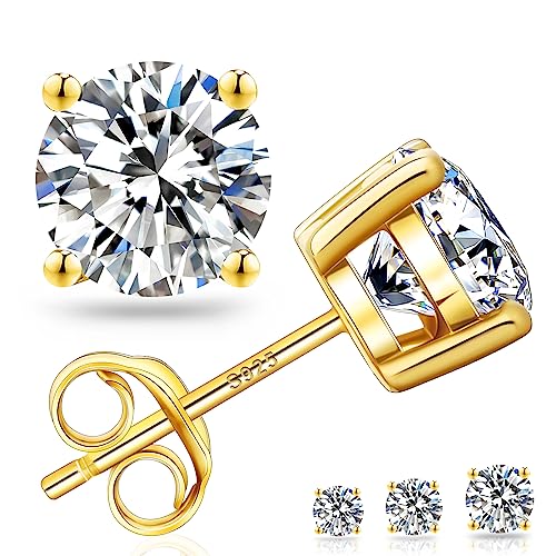 KRKC&CO Moissanite Ohrsteckers S925 Silber, 1,2 Karat echter Moissanit Diamant, VVS1 Reinheit D Farbe, Geschenk für Damen Frauen, 5,5mm von KRKC & CO keep real keep champion