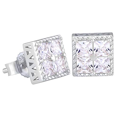 KRKC&CO Ohrstecker Silber 925 für Damen, Sterling Silber Ohrringe in Weißgold, mit Zirkonia Steine Weiß, Allergiefrei Hypoallergen, Iced Out Ohrschmuck, Geschenk für Frauen Mädchen, 8mm von KRKC & CO keep real keep champion